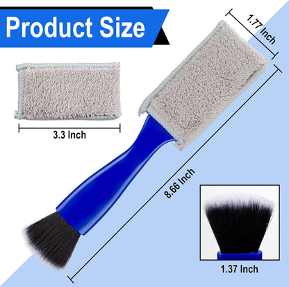 Double Head Brush for Car Clean, 2 in 1 Car Detailing Brush, Car Accessories Double Ended Portable Dust Brush with 2 Cleaning Cloth, Universal Dust Removal Brush for Air Conditioner Outlets