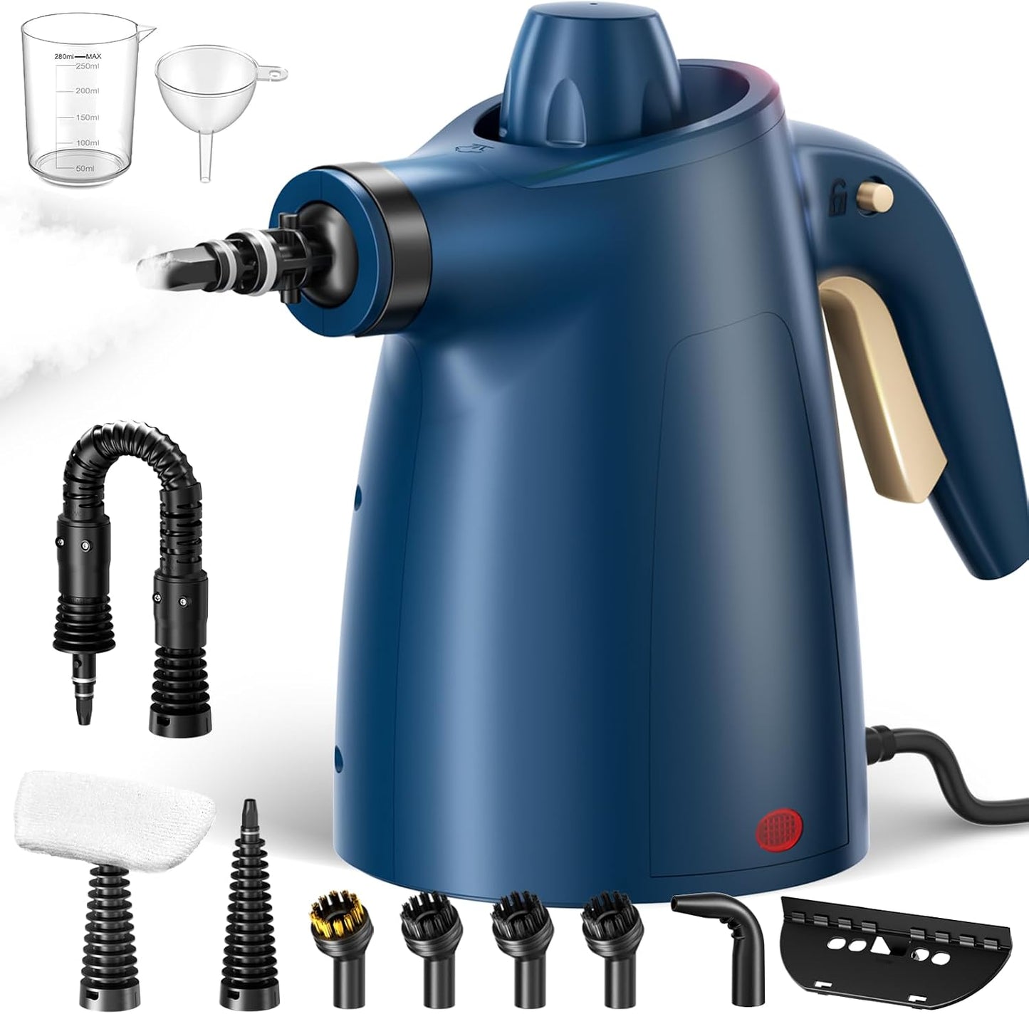 Handheld Steam Cleaner, 230°F Pressurized Steamer with No Water Spitting & Continuous Steam, 350ML Chemical-Free Deep Cleaning for Grease & Grime, 12 Accessories for Grout, Bathroom, Kitchen & Car