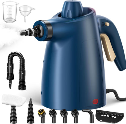 Handheld Steam Cleaner, 230°F Pressurized Steamer with No Water Spitting & Continuous Steam, 350ML Chemical-Free Deep Cleaning for Grease & Grime, 12 Accessories for Grout, Bathroom, Kitchen & Car