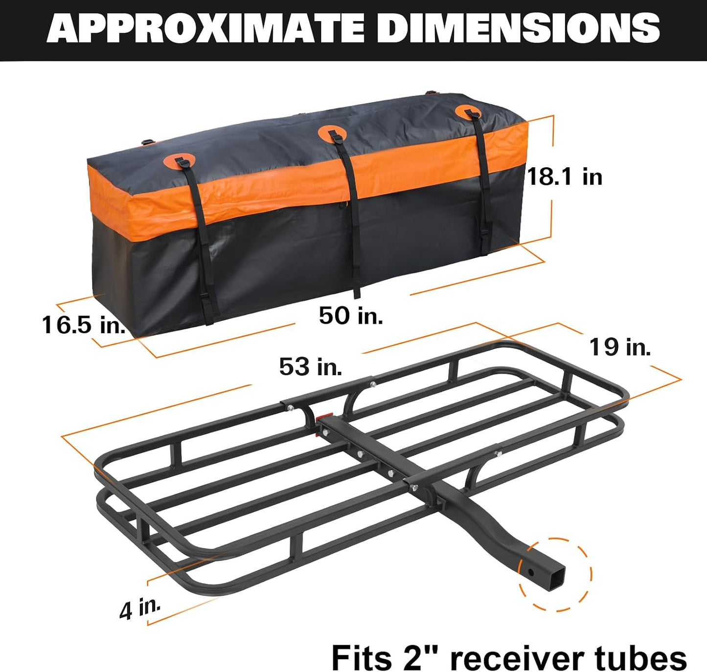 WEIZE 64" x 39" x 5" 200lb Heavy Duty Roof Rack Carrier Basket with Waterproof Bag, Cargo Net and Ratchet Straps, Universal Car Top Luggage Holder for SUV, Truck