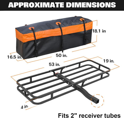 WEIZE 64" x 39" x 5" 200lb Heavy Duty Roof Rack Carrier Basket with Waterproof Bag, Cargo Net and Ratchet Straps, Universal Car Top Luggage Holder for SUV, Truck