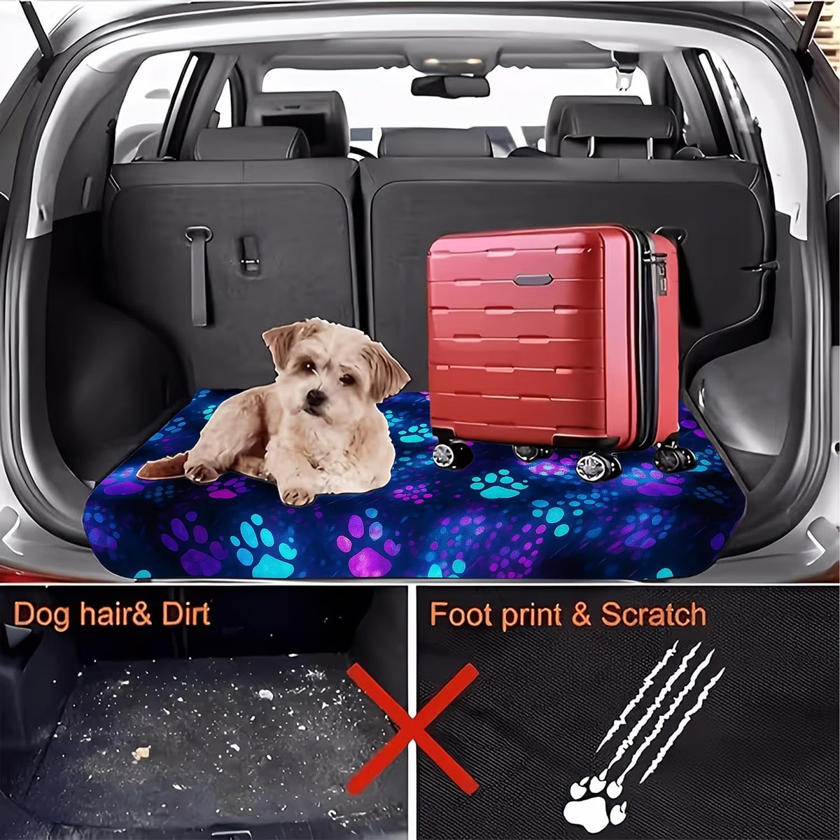 Universal Car Trunk Mat 29" x 39",Purple Colorful Flowers All Weather Trunk Protection Cargo Liner, Durable Cargo Mat Rear Trunk Liner,Stylish Vehicle Interior Accessories Suitable for Most Car Models