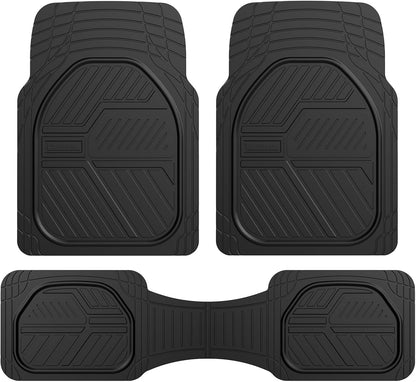 Coverado Car Floor Mats All Weather Waterproof Deep Dish Anti-Slip Car Mats Set, Heavy Duty Rubber Floor Mats for Cars, Universal Trim to Fit Automotive Floor Mats for Cars Trucks SUV, Black&Red
