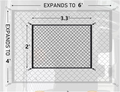 Cargo Net for SUV with Hooks, Adjustable Highly Elastic Storage Organizer Net for Car, Pickup Trucks,Mesh Organizer 2.6'x2' Stretches to 5'x4',Road Trip Essentials Black