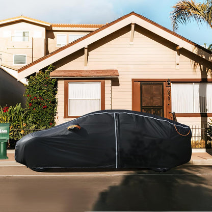 Car Cover Waterproof All Weather,6 Layers Car Covers for Automobiles, Full Exterior Cover with Zipper, Outdoor Car Cover Sun UV Rain Snow Wind Protection, Fit for 185"(185*70*59 inch)Sedan