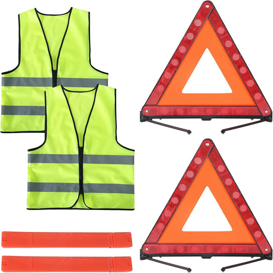 Warning Triangles Safety Triangle Emergency Kit Foldable Reflective Triangles with Base Roadside Triangle Kit with Reflective Warning Vest