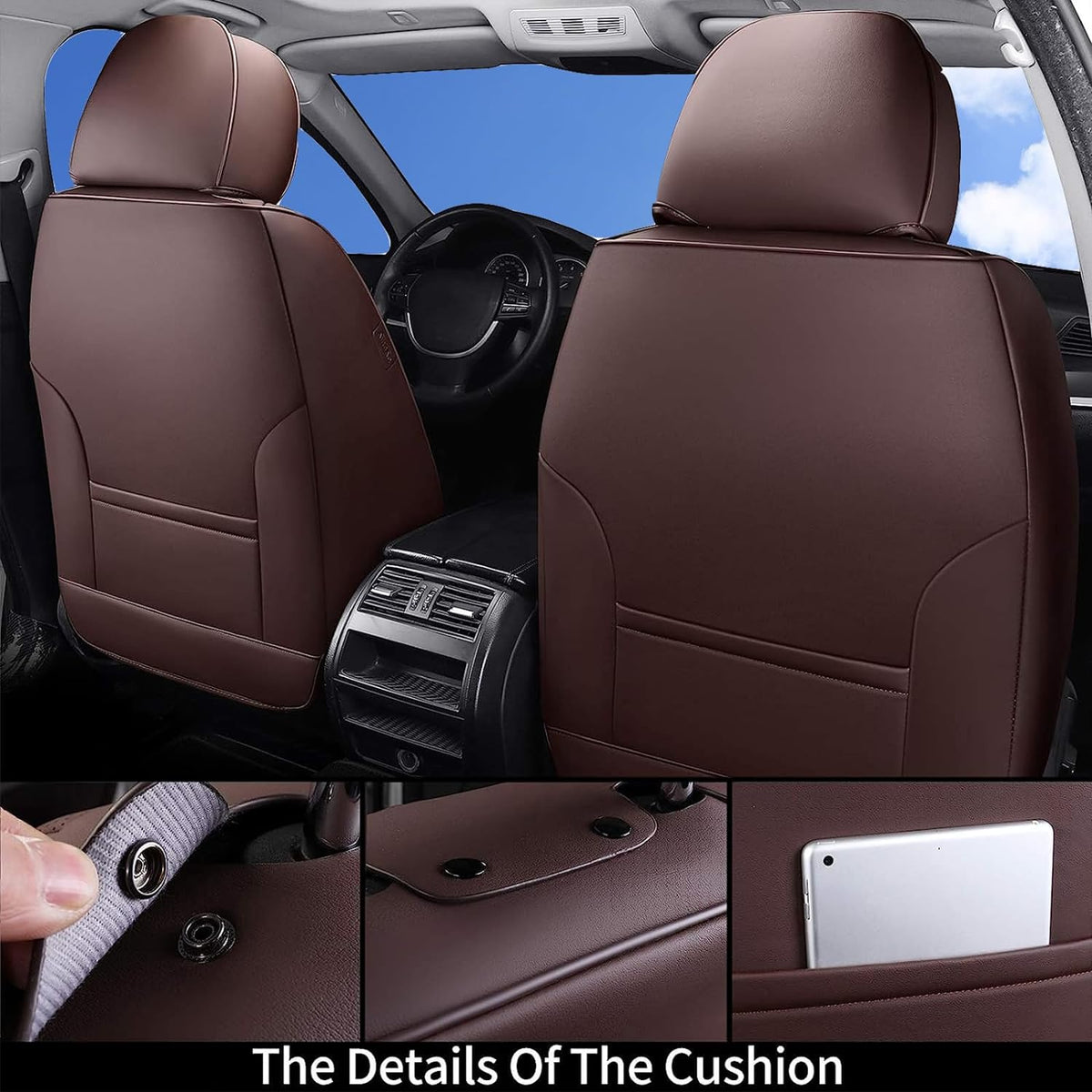 Coverado Seat Covers Full Set, Black Seat Covers for Cars 5 Seats, Car Seat Protector, Waterproof Nappa Leather Car Seat Cushion, Front and Rear Car Seat Cover Fit for Most Sedans SUV Pick-up Truck - Colors A