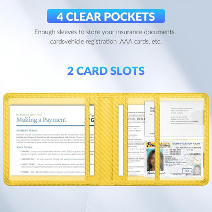 Car Registration and Insurance Card Holder，Vehicle Glove Box Car Organizer，Accessories Case for Storing Driving Licences, Cards, Documents