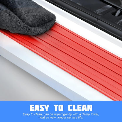 Car Rear Bumper Protector Guard, Anti-Scratch Abrasion Rubber Trunk Door Entry Sill Guard, Non-Slip Vehicle Trim Cover Protection Strip, Car Accessories for Most Cars and SUV (Black/Red/35.4" x2.7)