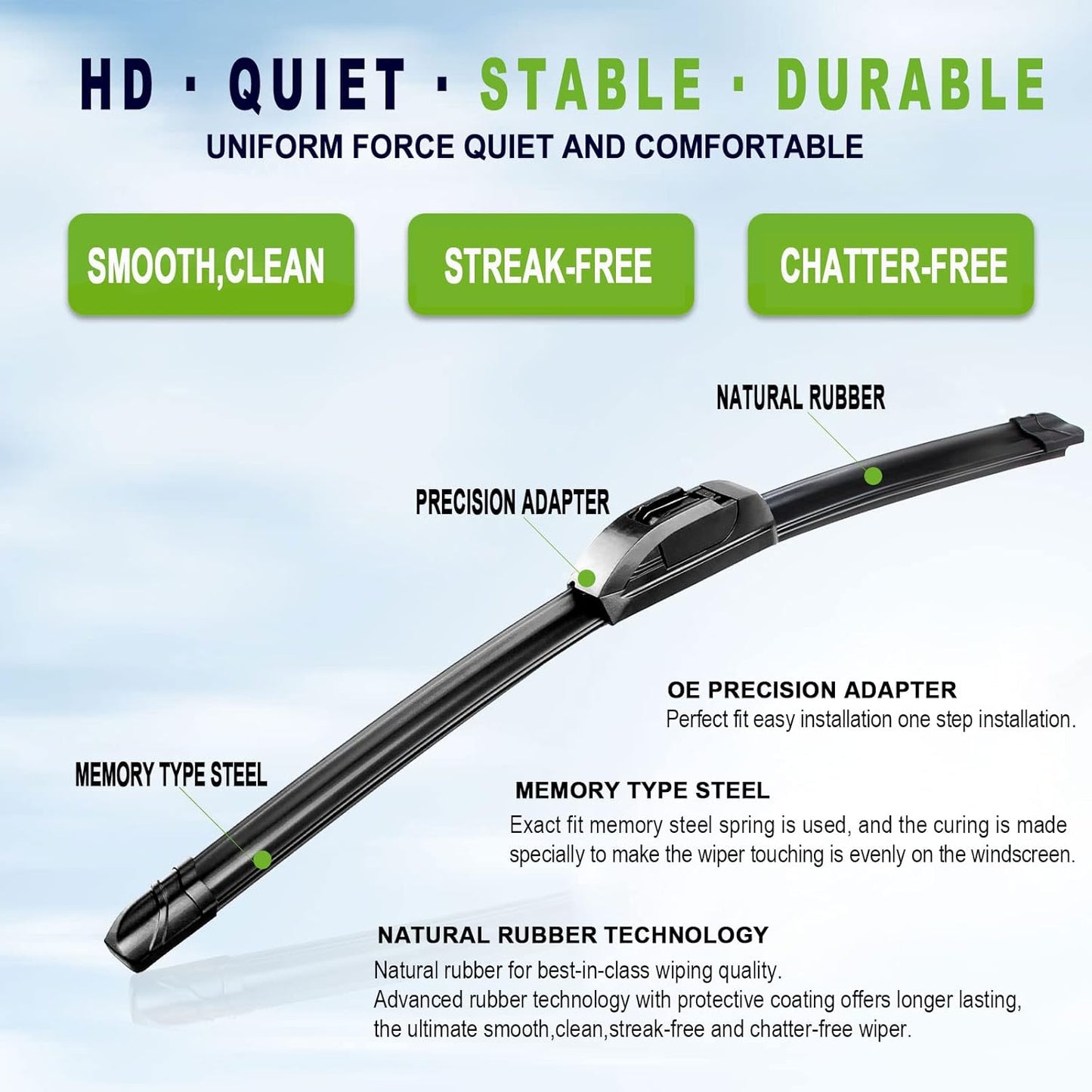 OEM QUALITY 24" +19" PARRATI Premium All-Season Windshield Wiper Blades (Set of 2) - Colors B
