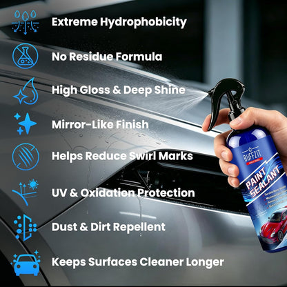 Paint Sealant Spray Quick Effect Coating Agent for High Gloss Shine & Protection All-in-One Waterless Wash Wax Hydrophobic Polish for Cars Motorcycle Trucks & RVs with Microfiber Towel 10oz/300ml