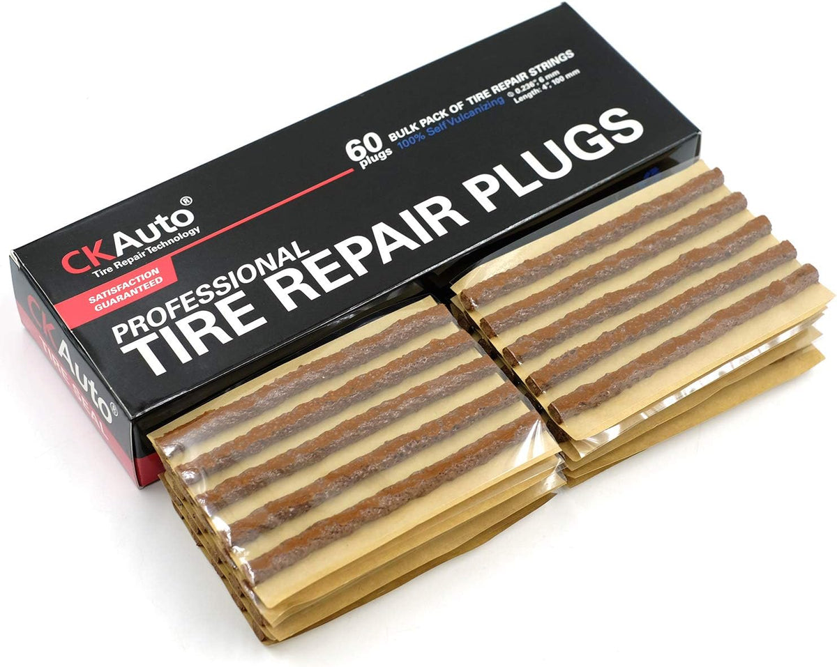CKAuto 30pcs 4" Black Tire Repair Strings, Automotive Tool Tire Repair Plugs for Tubeless Off-Road Tires Car, Bike, ATV, UTV, Wheelbarrow, Mower