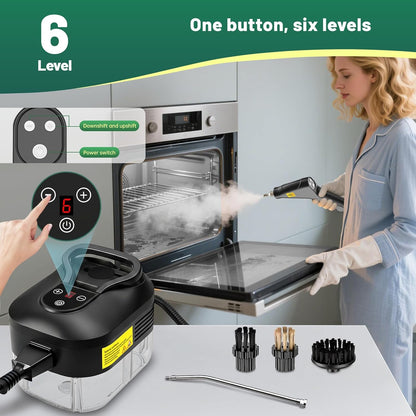 2500W Handheld Steam Cleaner, 15s Fast Heat-Up High Temp Pressurized Steamer, 1.2L Large Tank, Portable Steam Cleaning Machine for Home, Kitchen, Bathroom, Car, Grout & Furniture (Black)