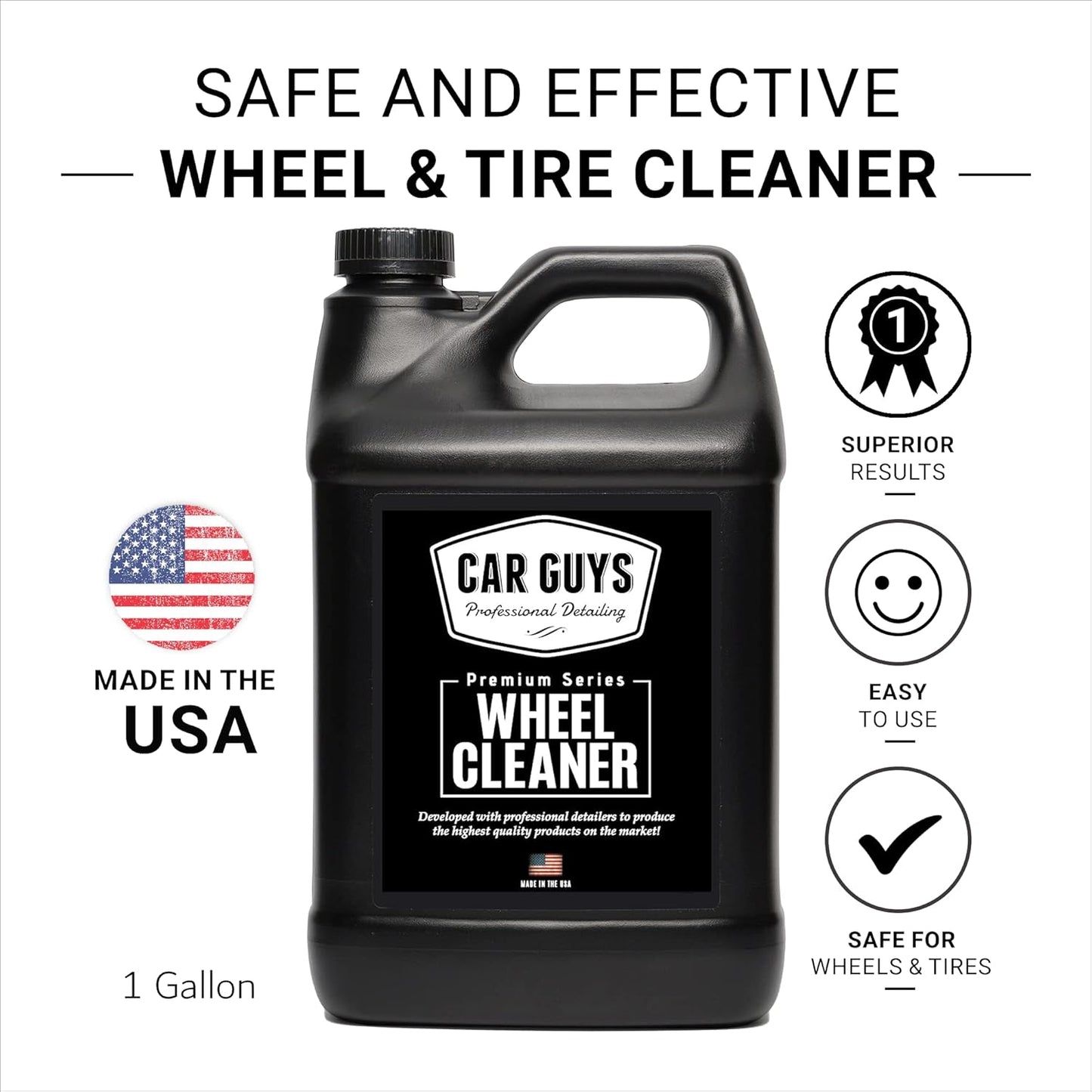 CAR GUYS Wheel Cleaner | Effective Rim and Tire Cleaner | Safe & Versatile Brake Dust Remover for Alloy, Chrome, Aluminum Rims, White Wall Tires, and More! | 18 Oz