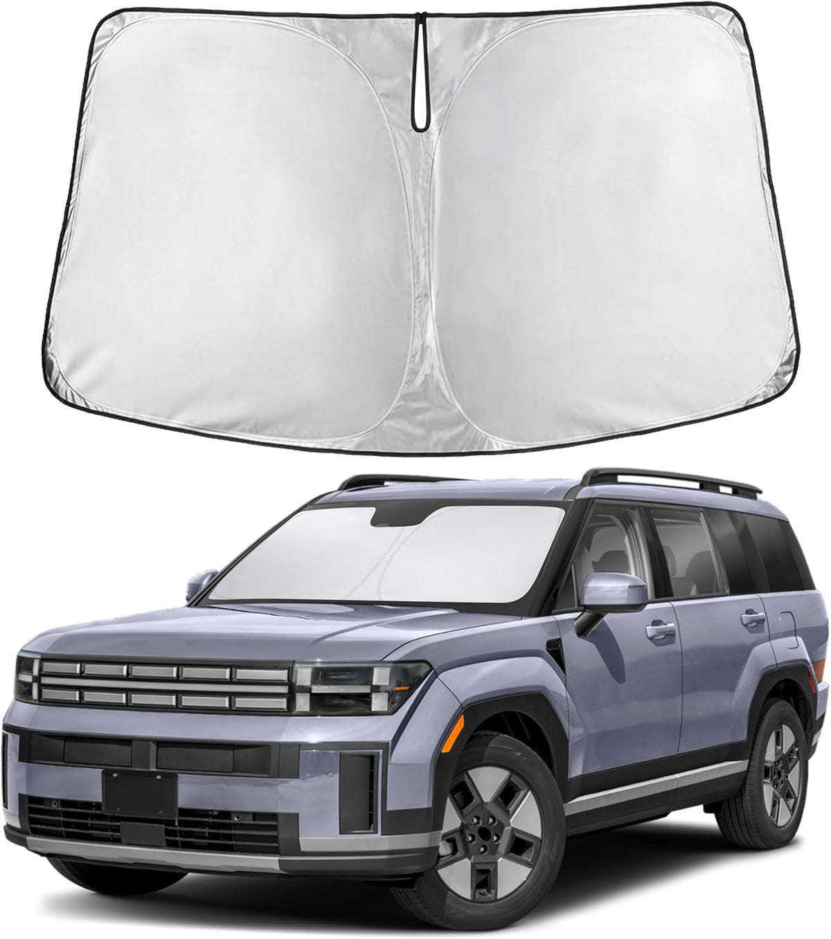 EcoNour Car Windshield Sun Shade | 2025 Upgraded Innovative No-Light-Pass Technology for Maximum Coverage | Foldable Sun Shade Keeps Your Vehicle Cool | Must-Have Car Accessories | Small (59" x 29") - Colors E