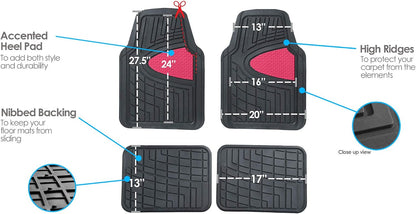 FH Group Automotive Floor Mats - Heavy-Duty Rubber Floor Mats for Cars, Universal Fit Full Set, Climaproof & Trimmable Floor Mats for Most Sedan, SUV, Truck, Black
