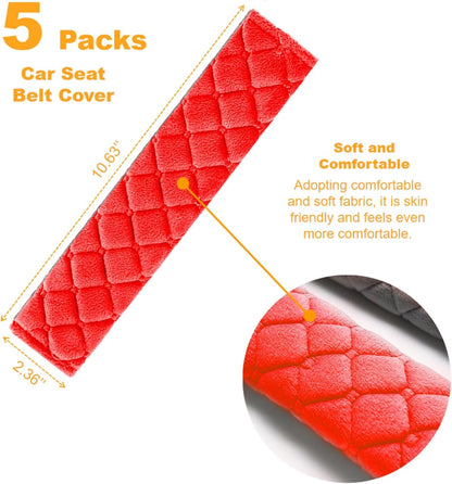 5 Pack Soft Car Seat Belt Cover Protector Comfort Auto Seatbelt Pads Strap Cushion Protecting Neck Shoulder Sedan SUV Trucks Car Interior Accessories for Adults Women Men 11 Inch Black