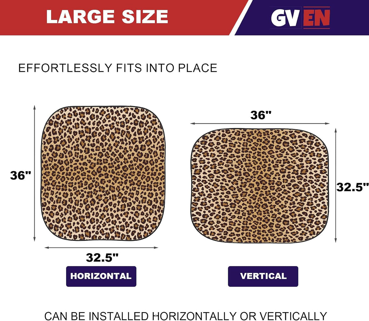 Gven Windshield Sun Shade 2pcs with Bonus Pink Car Sunshade for Front Window Shades 2025 Technology Reflect UV and Heat Sun Visor Automotive Accessories Interior Sun Protection (Pink Leopard, M)