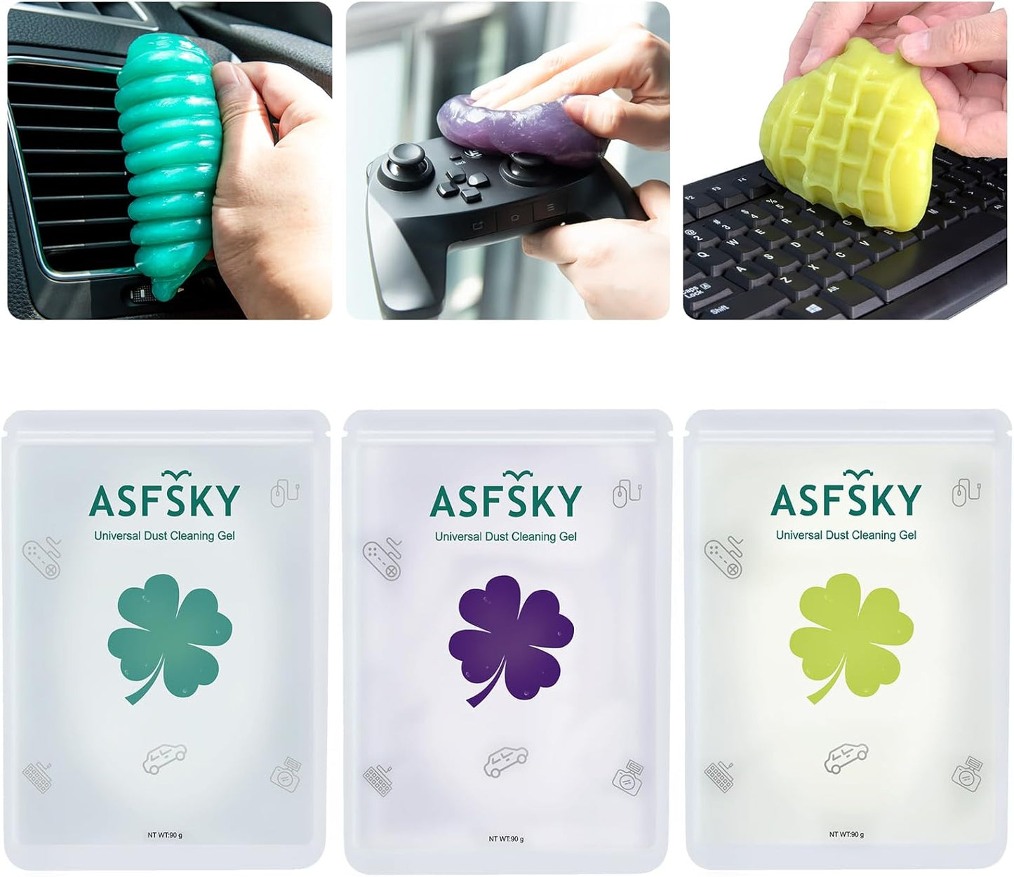 ASFSKY Car Cleaning Gel for Car Detailing Car Cleaning Gel Putty Reusable Keyboard Cleaner Gel Car Putty for Cleaning Dust Universal Cleaning Gel 5 Pack(Green)