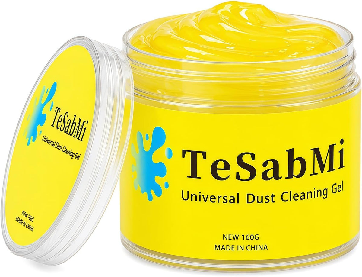 TeSabMi Car Cleaning Gel, Reusable Cleaning Putty & Dust Slime for Air Vents, Dashboard Gaps, Cup Holders, Console Buttons, Vehicle Interior Detailing Accessories, Yellow, 160g