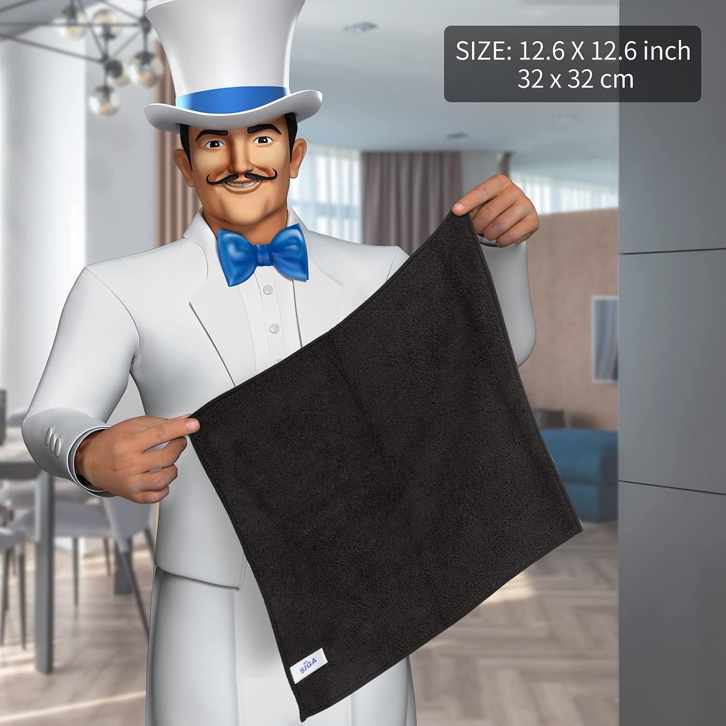 MR.SIGA Microfiber Cleaning Cloth, All-Purpose Microfiber Towels, Streak Free Cleaning Rags, Pack of 12, Grey, Size 32 x 32 cm(12.6 x 12.6 inch)