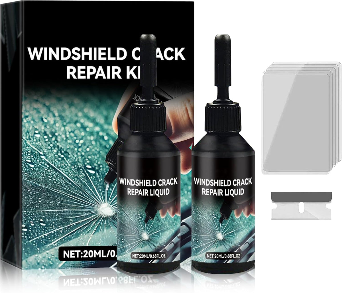 Windshield Crack Repair Kit, 2025 New Premium Windshield Repair Kit, Quick Glass Repair Liquid, for Windshields, Windows, Mirrors and All Glass Crack Types（2pcs）
