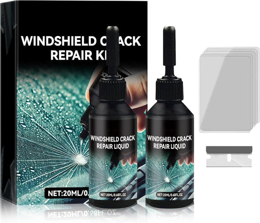Windshield Crack Repair Kit, 2025 New Premium Windshield Repair Kit, Quick Glass Repair Liquid, for Windshields, Windows, Mirrors and All Glass Crack Types（2pcs）