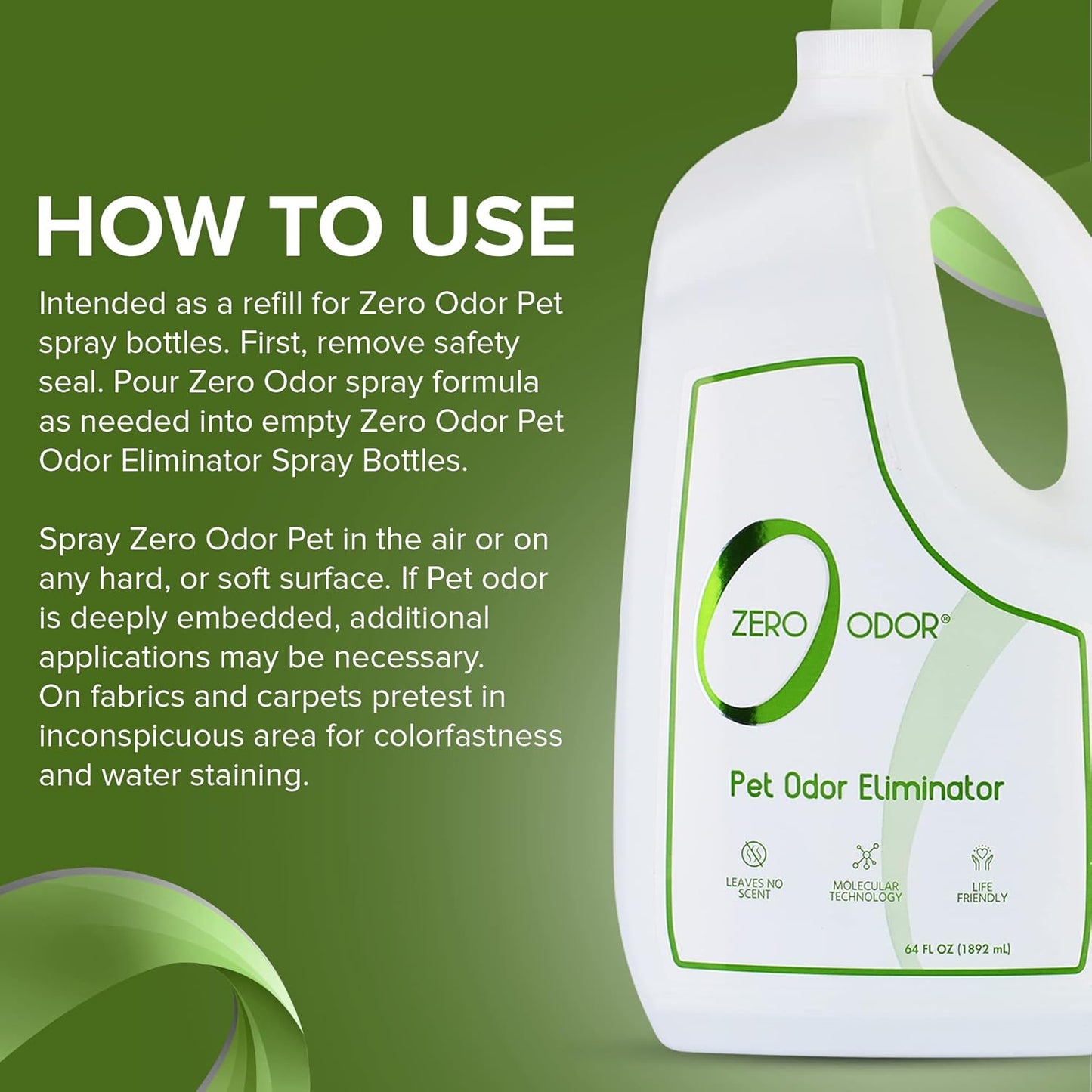 Zero Odor Pet Odor Eliminator, Air and Surface Odor Remover for Carpet, Furniture, and Pet Beds, Trigger Spray, 16 fl oz