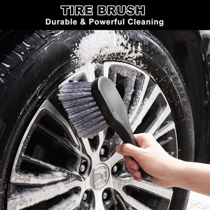 9Pcs Car Wheel & Tire Brush Kit, Wheel Cleaner Brush, Soft-bristled Rim Brush, Tire Shine Applicator Pad, Car Wash Mitt, Towel, Car Detailing Cleaning Wash Brush Supplies Kit