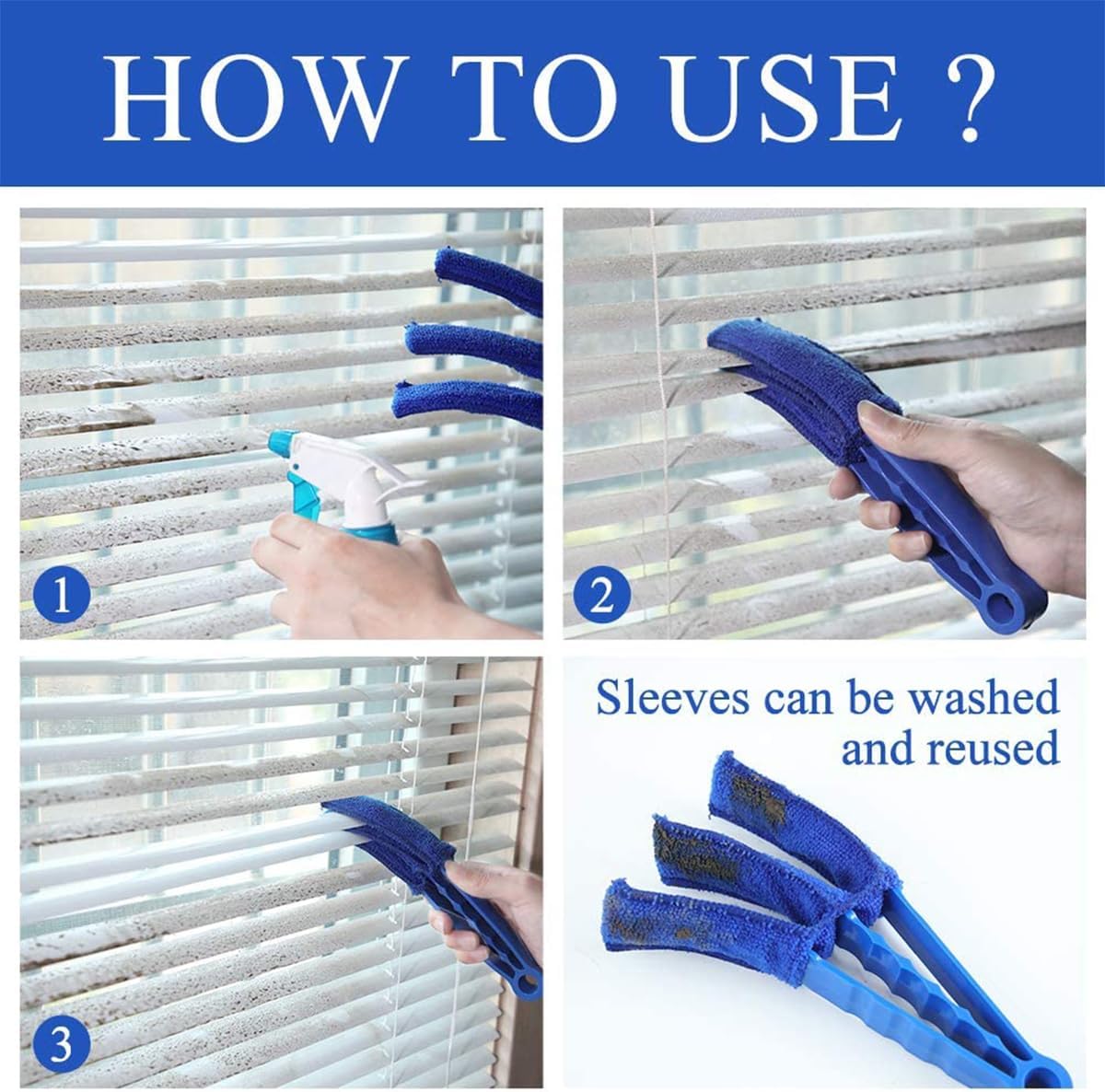 Car Vent Cleaner Duster Brush, Blinds Cleaning Tools with 5 Microfiber Sleeves for Vehicle Air Conditioner, Multipurpose Automotive Dust Remover Tool, Universal for SUV, Truck, RV