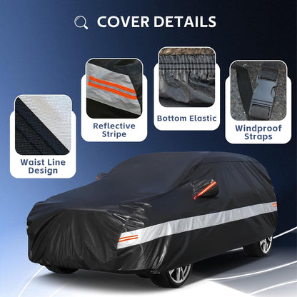 10 Layers Car Cover Custom Fit for Mercedes Benz C Class C250 C300 C43 C63 (1993-2026), Waterproof All Weather for Automobiles, Outdoor Full Cover Sun Dust Rain Protection with Cotton. Black - Colors C