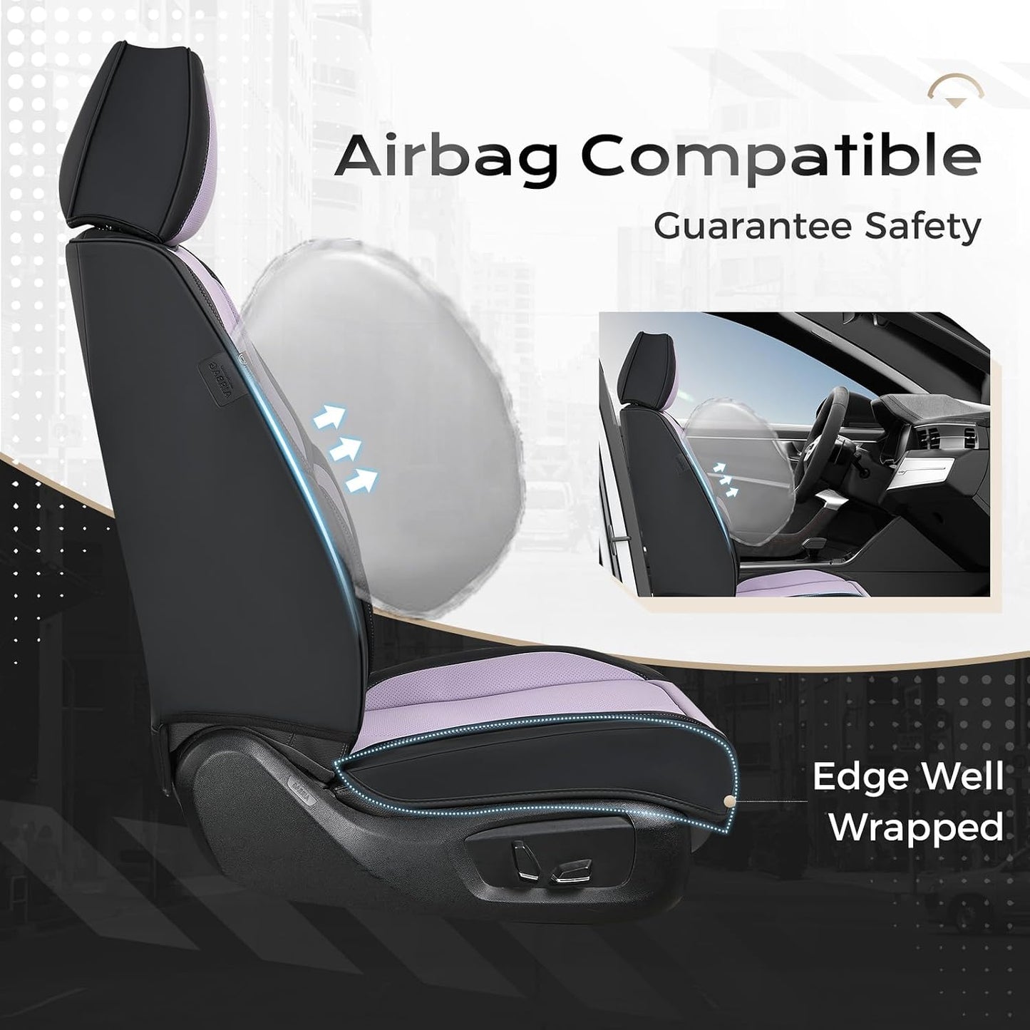Coverado Seat Covers Full Set, Black Seat Covers for Cars 5 Seats, Car Seat Protector, Waterproof Nappa Leather Car Seat Cushion, Front and Rear Car Seat Cover Fit for Most Sedans SUV Pick-up Truck - Colors A