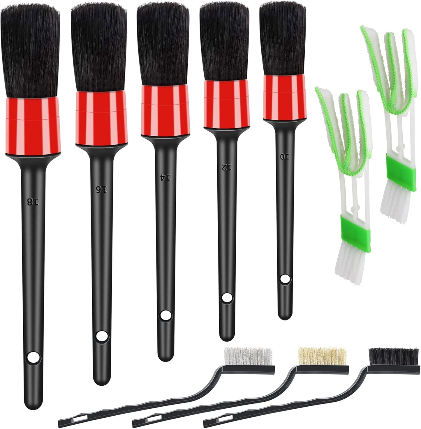 HMPLL 10pcs Auto Car Detailing Brush Set Car Interior Cleaning Kit Includes 5 Boar Hair Detail Brush,3 Wire Brush, 2 Air Vent Brush for Cleaning Car Interior Exterior, Dashboard Engines Leather Wheel