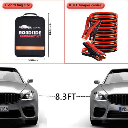 Car Emergency Kit with Jumper Cables Car Safety Kit Vehicle Emergency | Car Emergency Kits for Vehicles Headlamps, Car Glasses Holder, Safety Hammer, Ideal Gifts for New Drivers