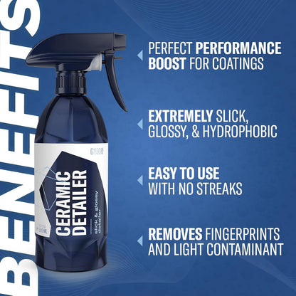 GYEON Ceramic Detailer SiO2 spray gloss enhancer hydrophobic quick detailer paint coating maintenance water repellent slick finish easy spray-on protectant for car motorcycle exterior surfaces