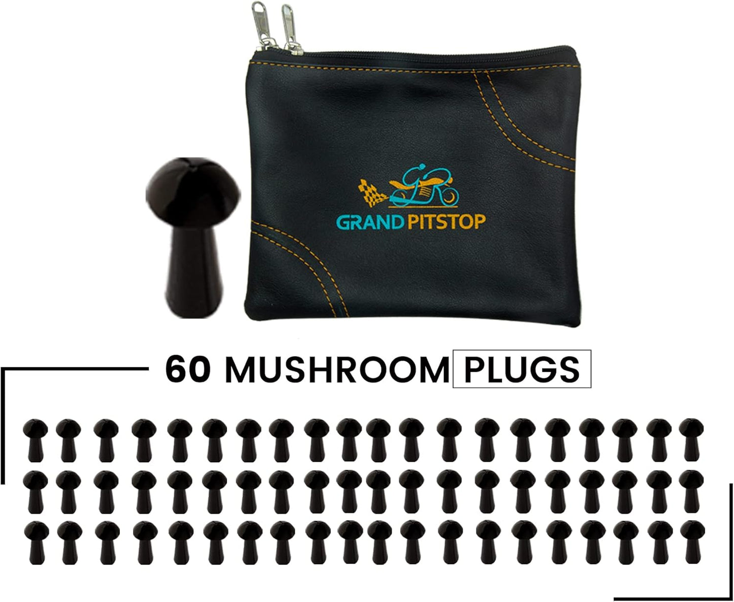 GRAND PITSTOP Tubeless Tire Gun Puncture Repair Kit with Mushroom Plug for Tyre Punctures and Flats on Cars, Motorcycles, ATV, Trucks & Tractors (Gun Puncture Kit 30 Plugs)