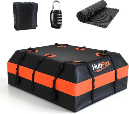 21 Cu Ft. Car Rooftop Cargo Carrier Bag Car Roof Top Bag Cargo Carrier | Fit All Vehicle with/Without Rack, Includes Anti-Slip Mat, 8 Reinforced Straps, 6 Door Hooks, Luggage Lock