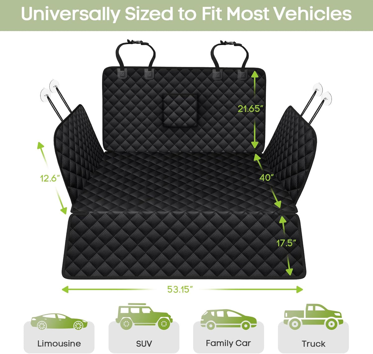 SUV Cargo Liner for Dogs, Waterproof Pet Cargo Cover with Bumper Flap Protector, Scrachproof Non-Slip 600D Oxford Fabric, Machine Washable