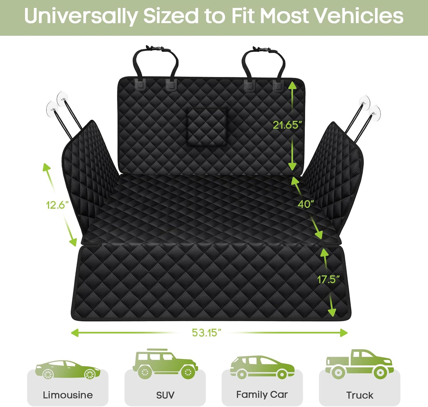 Dog Car Seat Cover, 2 Pack Waterproof Pet Front Seat Car Cover, Full Protection Dog Seat Protector with Side Flaps, Universal Size for Cars, Trucks, SUVs