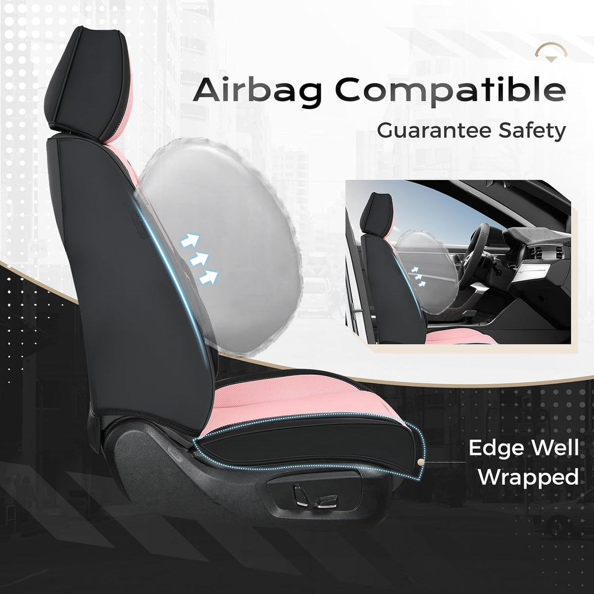 Coverado Seat Covers Full Set, Black Seat Covers for Cars 5 Seats, Car Seat Protector, Waterproof Nappa Leather Car Seat Cushion, Front and Rear Car Seat Cover Fit for Most Sedans SUV Pick-up Truck - Colors B
