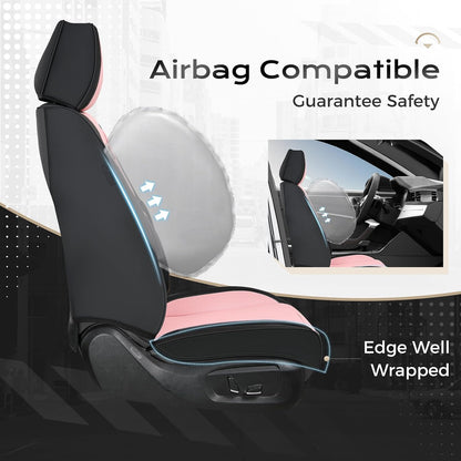 Coverado Seat Covers Full Set, Black Seat Covers for Cars 5 Seats, Car Seat Protector, Waterproof Nappa Leather Car Seat Cushion, Front and Rear Car Seat Cover Fit for Most Sedans SUV Pick-up Truck - Colors B