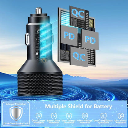USB C Car Charger, Rombica 2Pack 3-Port 67W Dual PD USB-C&USB-A Car Power Cigarette Lighter USB Charger 3 in 1 PD/QC Type C Fast Car Charge for iPhone 17 17 Pro Max 16 15 14 13 12/Galaxy S26 S25/Pixel