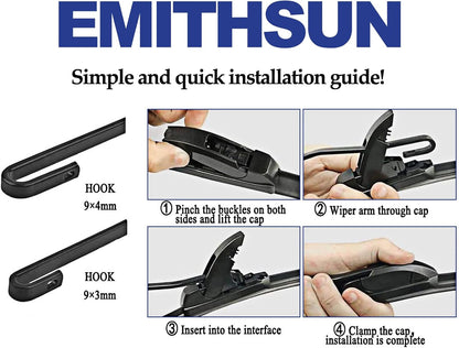 OEM QUALITY 26" + 16" Premium All-Seasons Stable And Quiet Windshield Wiper Blades(Set of 2) - Colors B