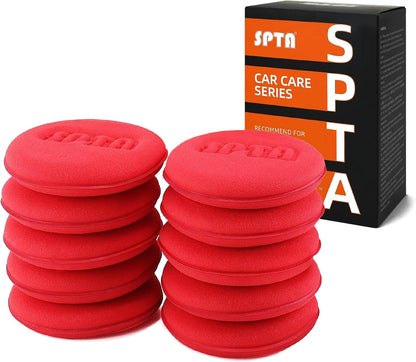 SPTA Tire Shine Applicator, 6Pcs Foam Applicator Pads, Round Shape Side Pressing Hand Polishing Sponge Pads Kit Tire Shine Applicator Pad Tire Dressing Applicator Pad for Applying Tire Shine