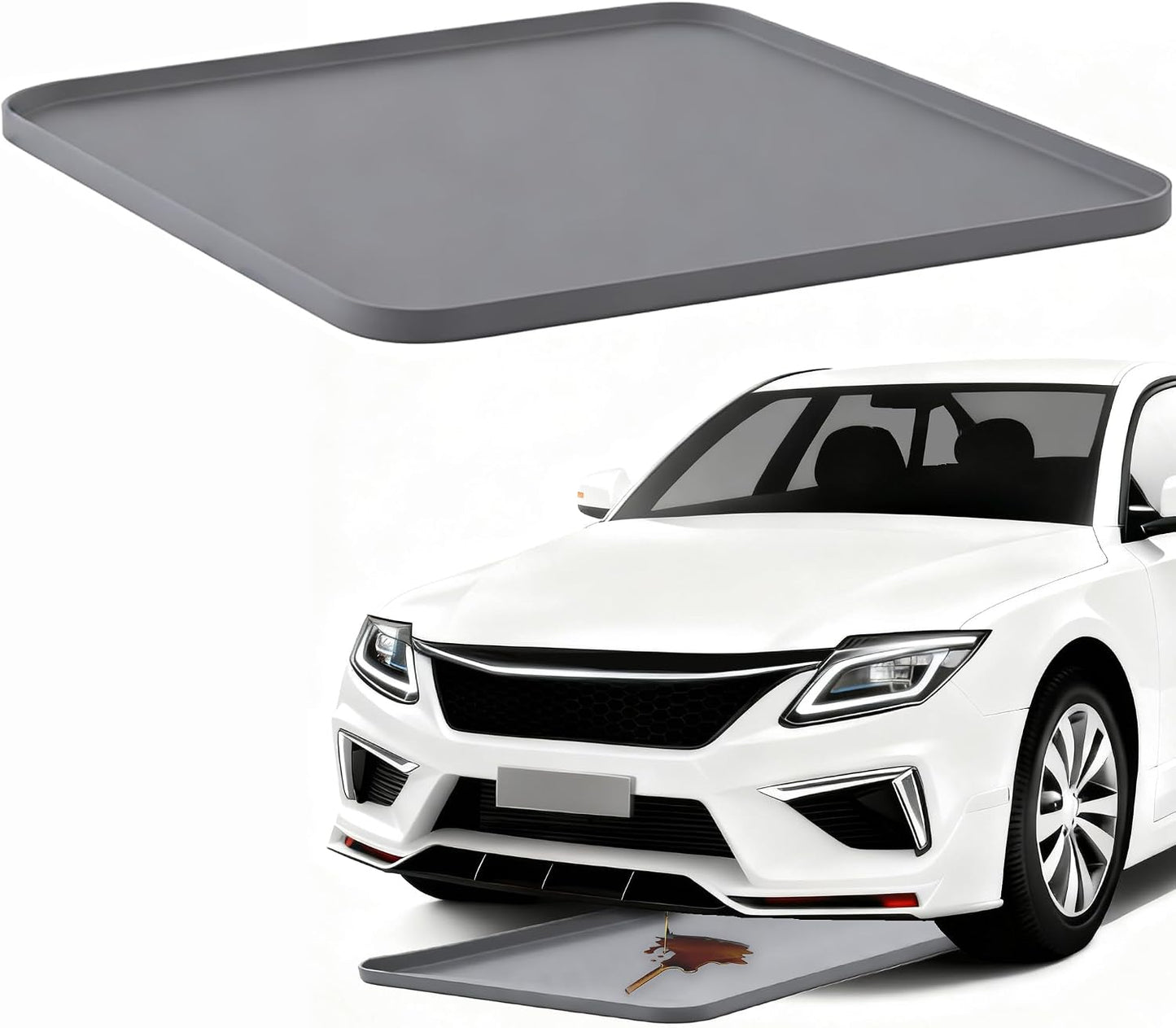 Oil Drip Pan for Under Car, Oil Spill Mat for Garage Floor Waterproof Driveway Outdoor Oil Drip Tray Silicone Oil Drip Pan No Splatter Non-Slip Oil Catch Pan Easy to Clean Reusable