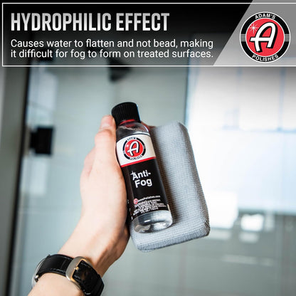 Adam's Polishes Anti-Fog (4 fl. oz) - Glass, Mirror, Shower Door, Visor, Lens Anti-Condensation Treatment | Long-Lasting, Easy Application | Safe for All Surfaces - Helmets, Visors, & Face Shields