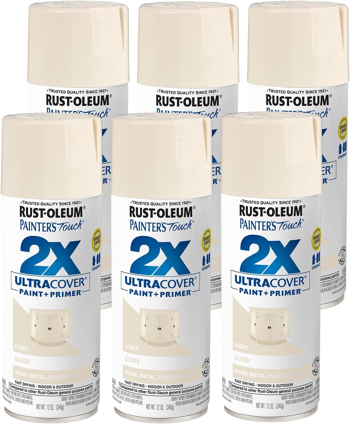 Rust-Oleum 334029 Painter's Touch 2X Ultra Cover Spray Paint, 12 oz, Gloss Clear - Colors B