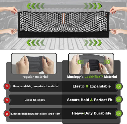 Muslogy Truck Bed Cargo Net Trunk Netting Compatible with 2023-2025 2026 Honda CR-V Accessories, Pickup Cargo Organizer SUV Sedan Storage Net w/Heavy Duty Carabiners - Colors B
