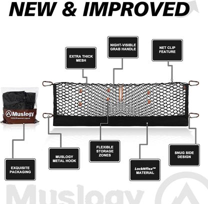 Muslogy Truck Bed Cargo Net Trunk Netting Compatible with 2023-2025 2026 Honda CR-V Accessories, Pickup Cargo Organizer SUV Sedan Storage Net w/Heavy Duty Carabiners - Colors A