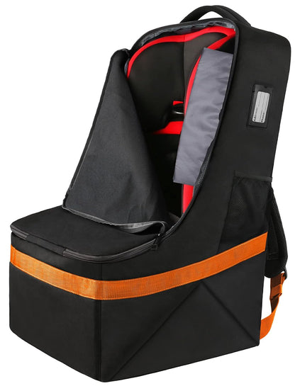 YOREPEK Padded Car Seat Travel Bag Backpack for Airplane, Heavy Duty Car Seat Bags for Air Travel, Carseat Cover for Airplane Travel with Shoulder Strap, Car Seats Carrier for Airport, Black